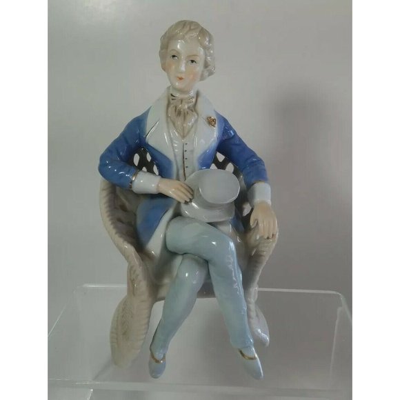 Vintage Lenwile ARDALT JAPAN COLONIAL FIGURINES Man in Wicker Chair 7.5" tall - Picture 2 of 12